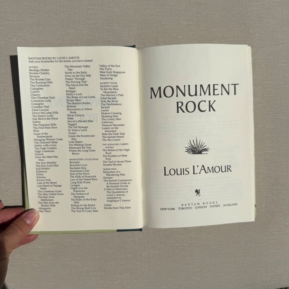 Monument Rock by Louis L'Amour Hardcover Bantam Books Western Fiction Dark Teal